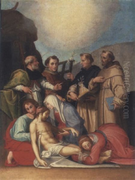 The Pieta And Saint Augustin Revealing The Mystery Of The Trinity Oil Painting by Fra Bartolommeo della Porta