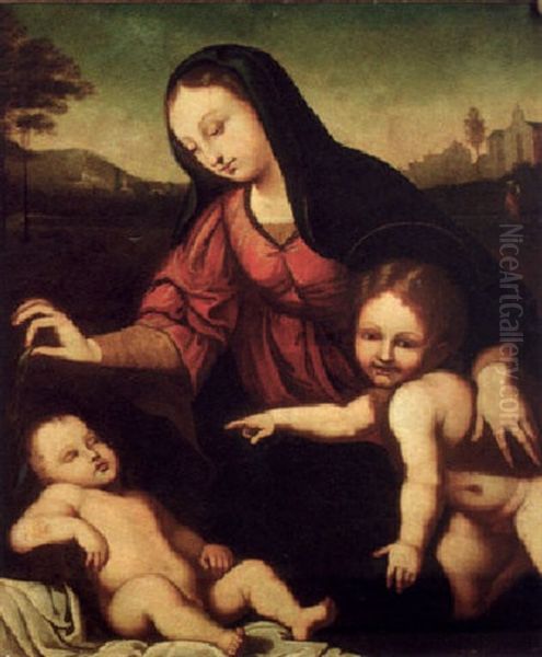 The Madonna And The Child With The Infant Saint John The Baptist Oil Painting by Fra Bartolommeo della Porta