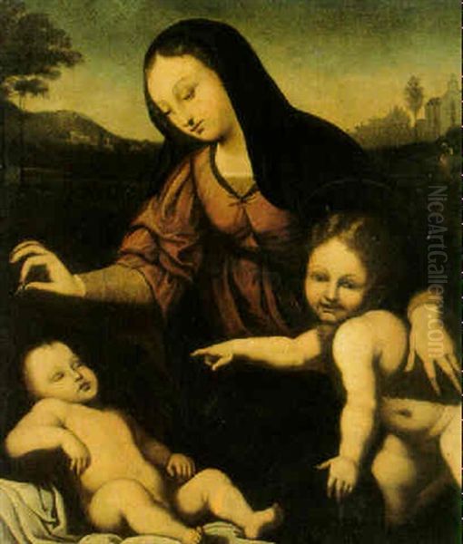 Madonnan, Barnet Och Johannesbarnet Oil Painting by Fra Bartolommeo della Porta