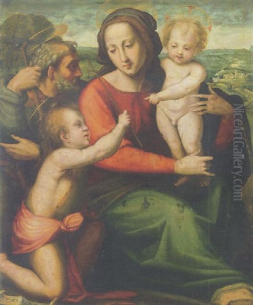 The Holy Family With The Infant Saint John The Baptist Oil Painting by Fra Paolino
