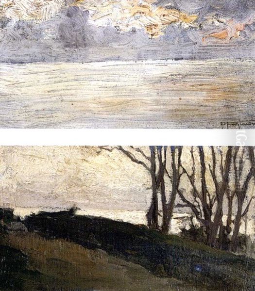 Studi Di Paesaggio (2 Works) Oil Painting by Pietro Fragiacomo