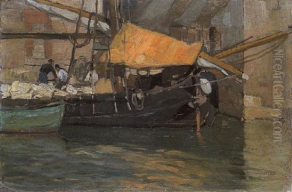 Il Peschereccio Oil Painting by Pietro Fragiacomo