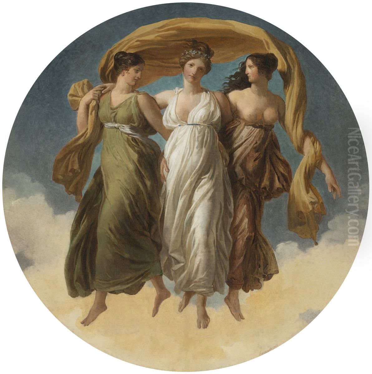 The Three Graces Oil Painting by Alexandre-Evariste Fragonard
