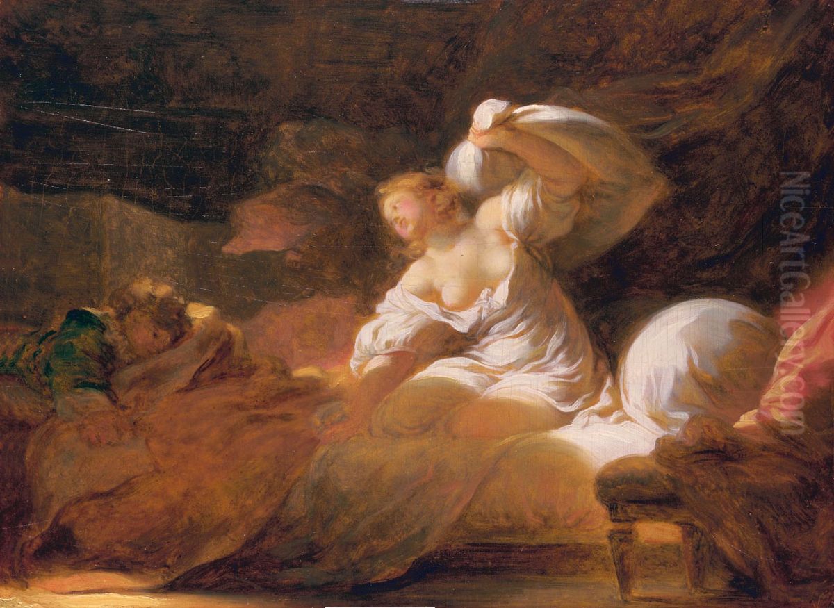 The Useless Resistance Oil Painting by Jean-Honore Fragonard