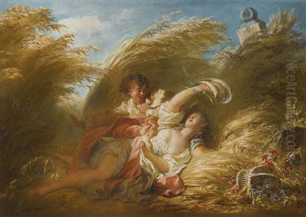 Dans Les Bles Oil Painting by Jean-Honore Fragonard