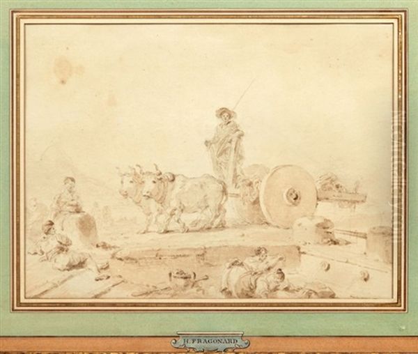 Le Char A Boeuf Napolitain Oil Painting by Jean-Honore Fragonard