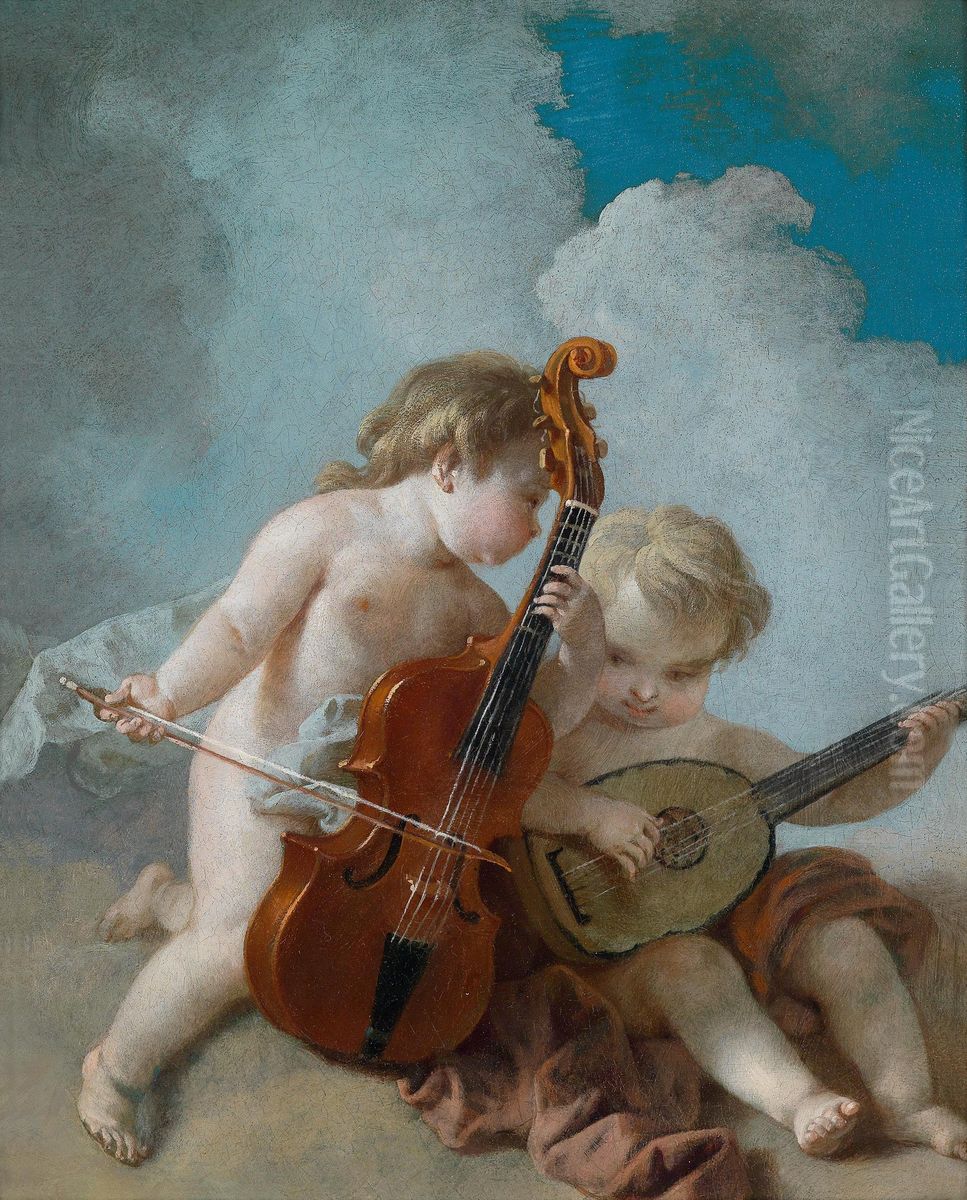 Due Amorini Musicanti Oil Painting by George Friedrich August Lucas