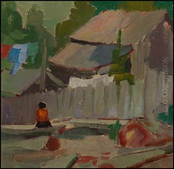 Indian Shacks - Stanley Park Oil Painting by Stateira Frame