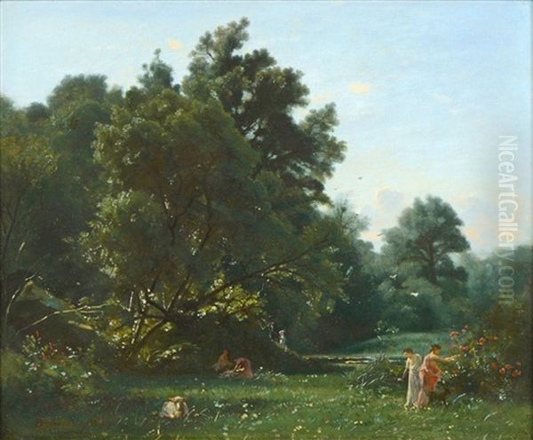 Soir D'ete Pres Du Ruisseau Oil Painting by Francois Louis Francais