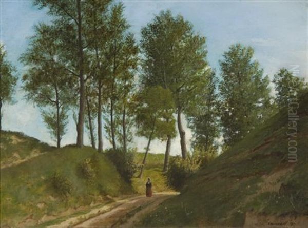 Figure Female In Landscape Oil Painting by Francois Louis Francais