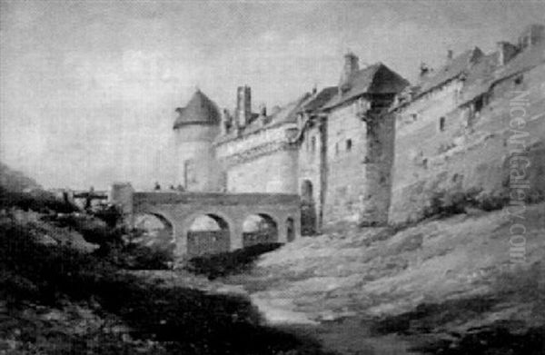 Medeltida Stadsport Oil Painting by Francois Louis Francais