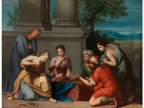 Junge Madchen, Die Juwelen Erhalten Oil Painting by Marc Antonio Franceschini