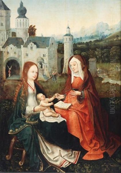 Sainte Anne, La Vierge Et L'enfant Jesus Oil Painting by Master Of Frankfurt