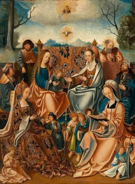 La Famille De La Vierge, Ou La Sainte Parente Oil Painting by Master Of Frankfurt