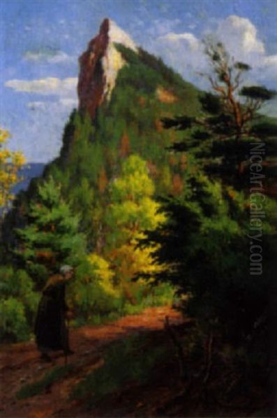 Le Pic De L'aurore, Perce Oil Painting by Joseph-Charles Franchere