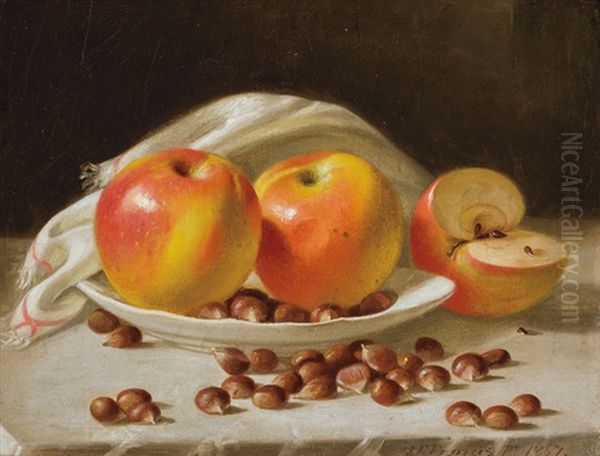 Apples And Chestnuts Oil Painting by John F. Francis