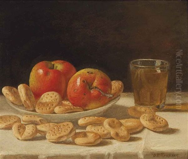 Apples And Biscuits Oil Painting by John F. Francis