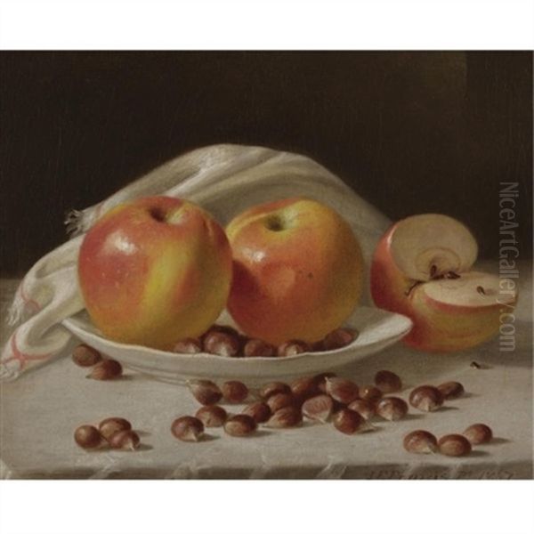 Apples And Chestnuts Oil Painting by John F. Francis