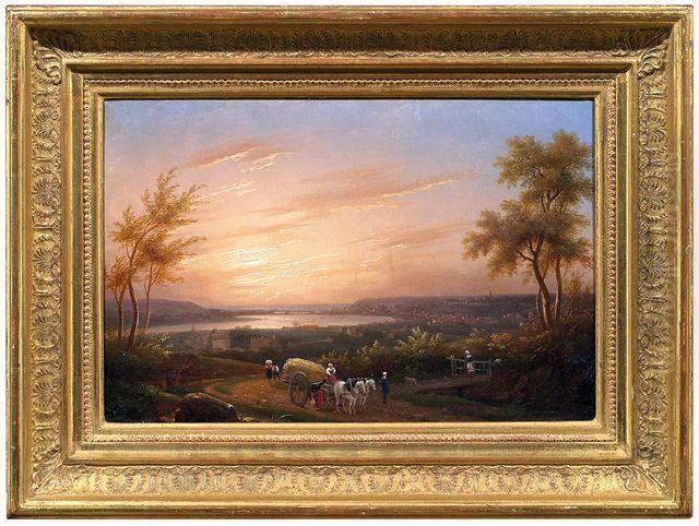 Weite Flusslandschaft Bei Sonnenuntergang Oil Painting by Philippe Auguste Thomas