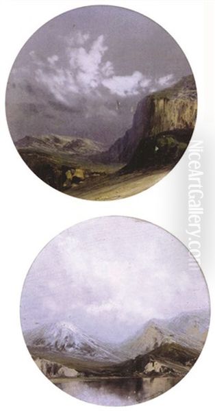 Paisajes Montanosos Con Nubes - Landscapes With Mountains And Clouds (2 Works) Oil Painting by S. M. Franciscovich