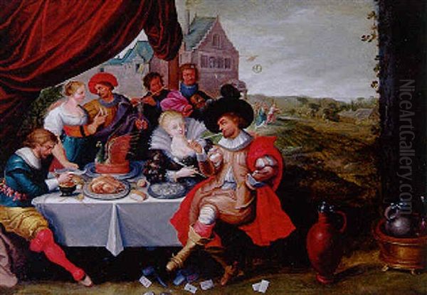 Scene De Banquet Oil Painting by Frans Francken III
