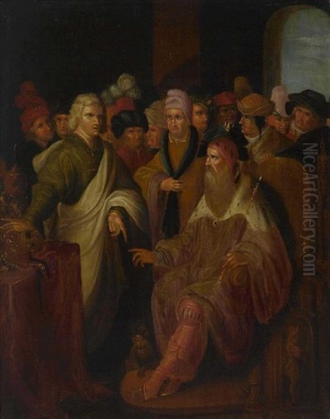 Konig Salomo Erhalt Kostbare Geschenke Oil Painting by Ambrosius Francken