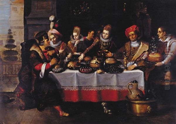 Le Festin Du Mauvais Riche Oil Painting by Ambrosius Francken