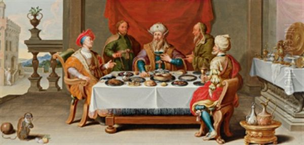 Mythologische Szene (+ Christus Und Die Samariterin Am Brunnen, Verso) Oil Painting by Ambrosius Francken