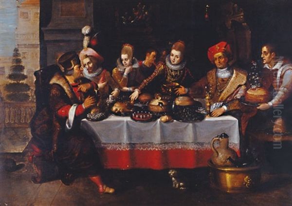 Scene De Banquet Oil Painting by Ambrosius Francken