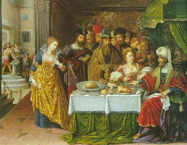Le Festin D'herode Oil Painting by Ambrosius Francken