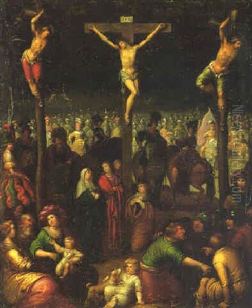 Christ Between The Two Thieves Oil Painting by Ambrosius Francken