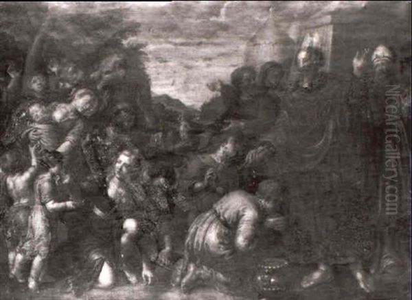 Les Hebreux Ramassent La Manne Oil Painting by Ambrosius Francken