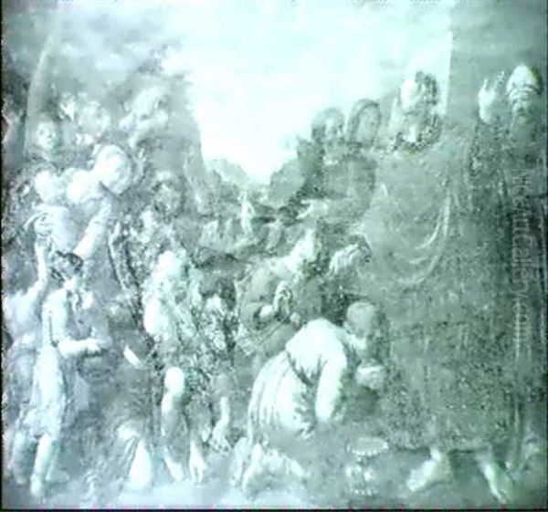 Les Hebreux Ramassant La Manne Oil Painting by Ambrosius Francken