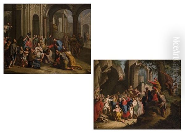 Jesus Bei Der Krankenheilung (+ Die Auferweckung Des Lazarus; 2 Works) Oil Painting by Frans Francken the Elder