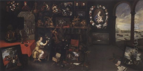 Peintre Dans Un Cabinet D'amateur Ou Allegorie De La Peinture Oil Painting by Hieronymus I Francken