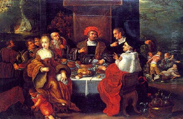 Lazare Et Le Mauvais Riche Oil Painting by Hieronymus I Francken