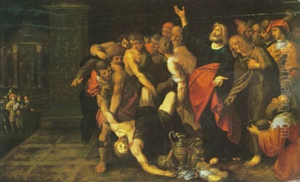 The Death Of Ananias Oil Painting by Hieronymus I Francken