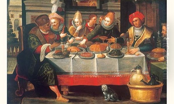 Scene De Banquet Oil Painting by Ambrosius Francken the Younger