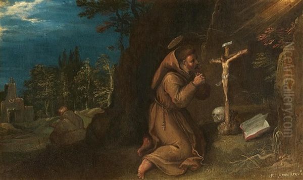 Saint Francis At Prayer Oil Painting by Frans Francken the Younger