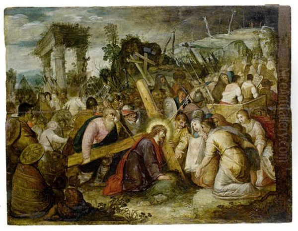 Christ And Saint Veronica On The Road To Calvary Oil Painting by Hieronymus Francken the Younger