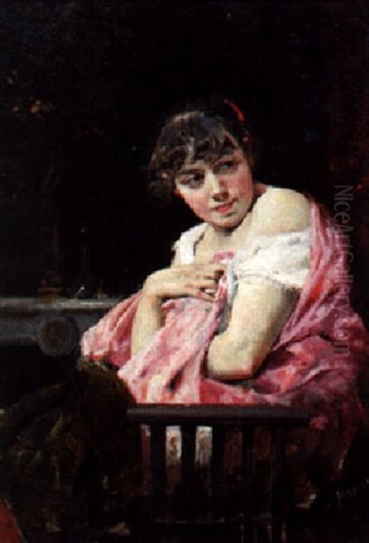 Portrait Of A Girl Oil Painting by Luis (Lluis) Franco Salinas