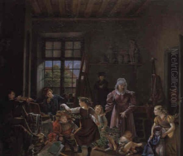 Rejouissance Dans L'atelier Oil Painting by Pierre Joseph Celestin Francois