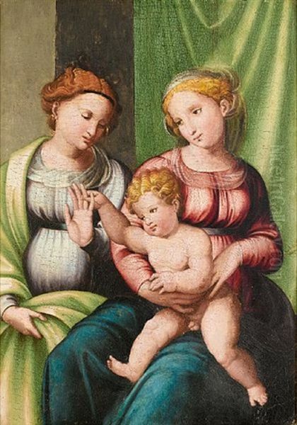 The Mystic Marriage Of Saint Catherine Oil Painting by Innocenzo di Pietro (da Imola) Francucci