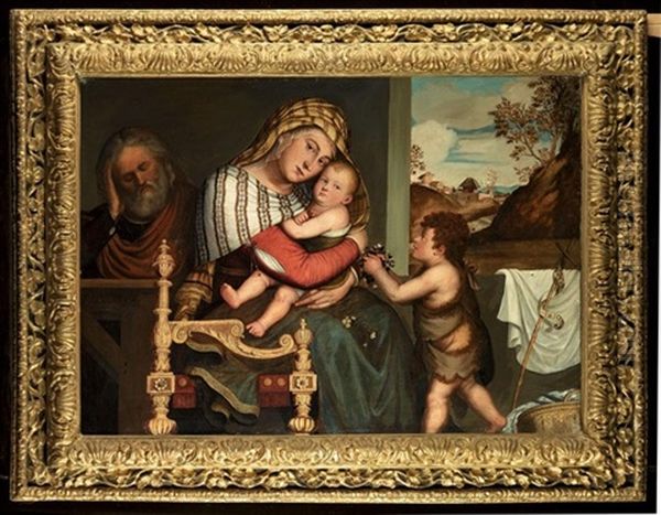 The Holy Family With The Infant Saint John The Baptist Oil Painting by Niccolo Frangipane