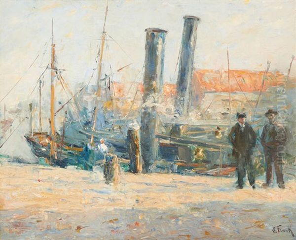 Port De Peche Anime Oil Painting by Lucien Frank