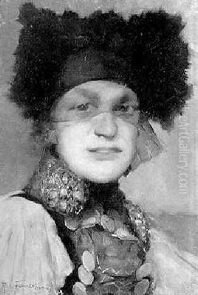 Bildnis Einer Frau In Tracht Oil Painting by Robert Frank-Krauss
