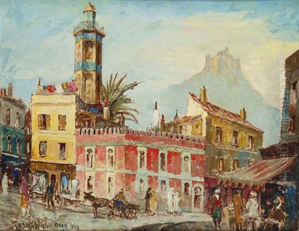 Le Cafe Au Pied De La Mosquee A Oran Oil Painting by  Frank-Will
