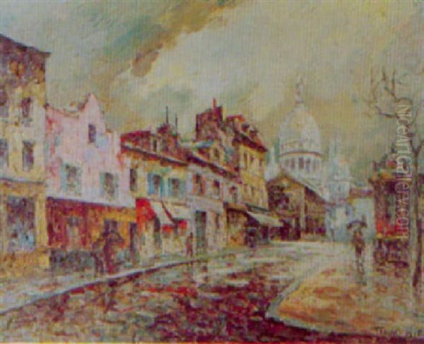 La Place Du Tertre A Montmartre Oil Painting by  Frank-Will
