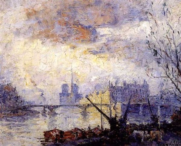 L'ile De La Cite Oil Painting by  Frank-Will