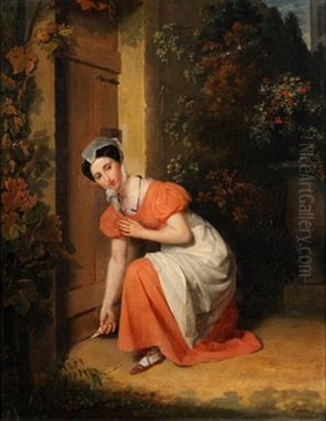 Le Billet-doux Oil Painting by Jean Augustin Franquelin